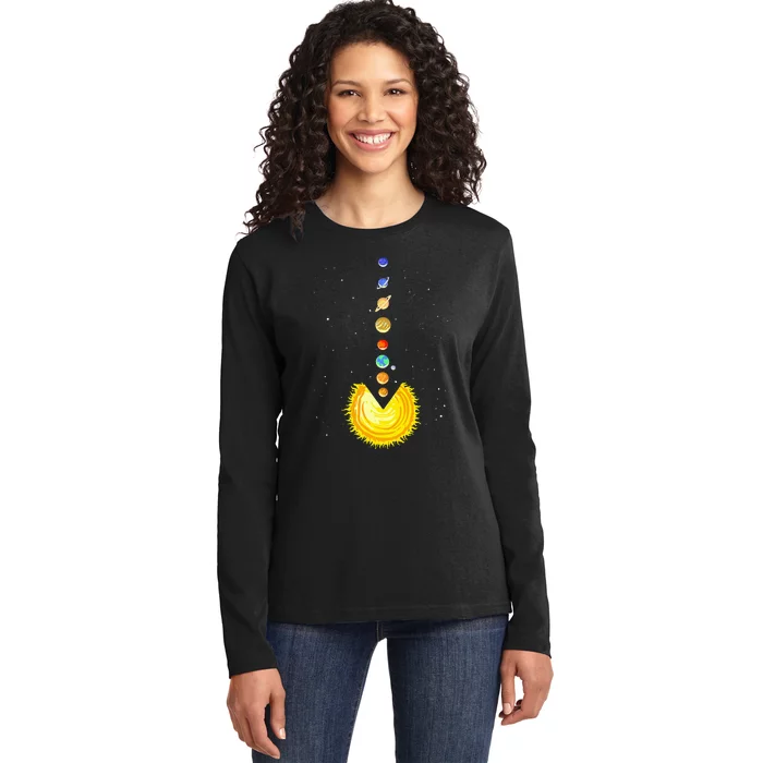 Astronomer Stars Galaxy Telescope Astrology Zodiac Ladies Long Sleeve Shirt