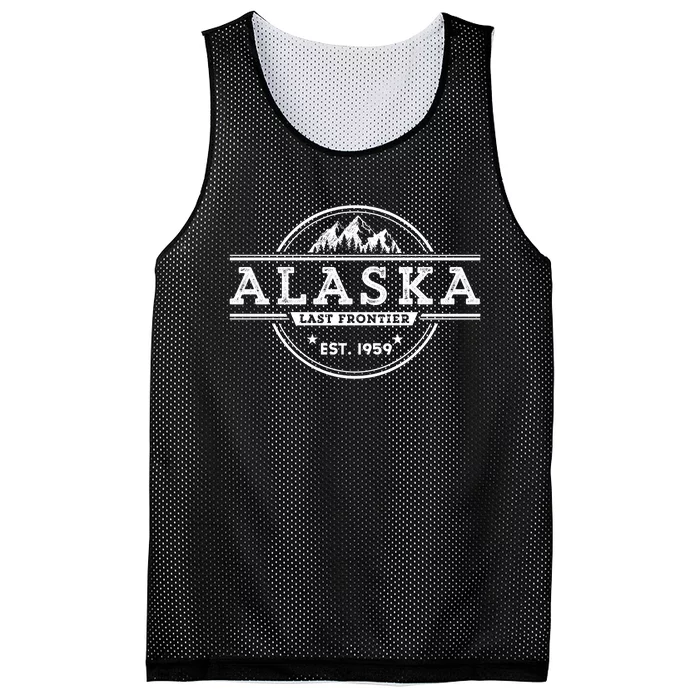 Alaska Souvenir Gift With A Vintage Style Mountain Design Mesh Reversible Basketball Jersey Tank