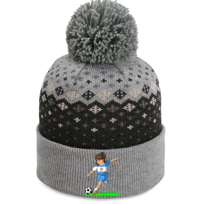 Argentinian Soccer Girl Argentina Flag Jersey Football Fans The Baniff Cuffed Pom Beanie