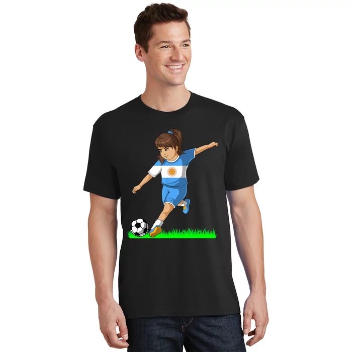 Argentinian Soccer Girl Argentina Flag Jersey Football Fans T-Shirt