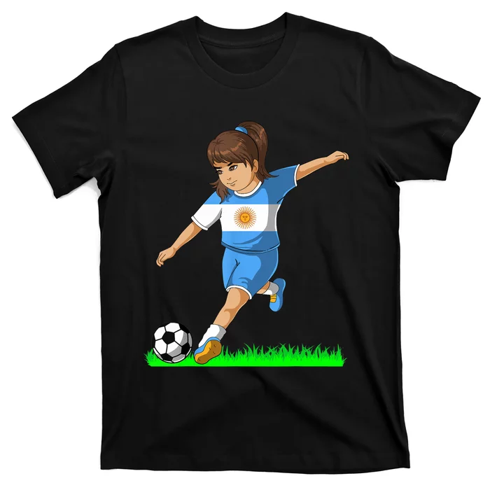 Argentinian Soccer Girl Argentina Flag Jersey Football Fans T-Shirt