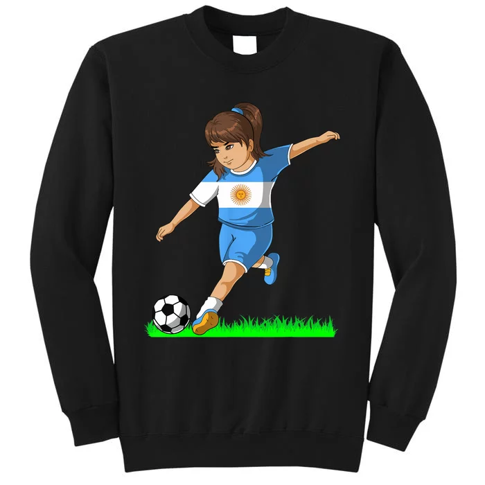 Argentinian Soccer Girl Argentina Flag Jersey Football Fans Tall Sweatshirt