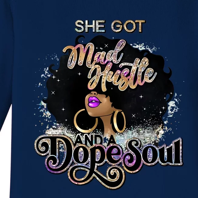 Afro She Got Mad Hustle And A Dope Soul Girl Boss Mom Boss Dope Soul Baby Long Sleeve Bodysuit