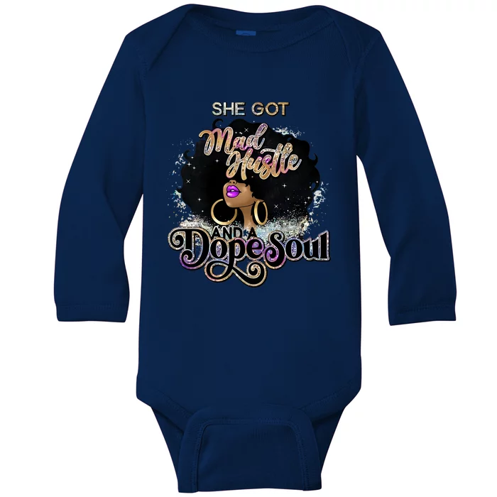 Afro She Got Mad Hustle And A Dope Soul Girl Boss Mom Boss Dope Soul Baby Long Sleeve Bodysuit