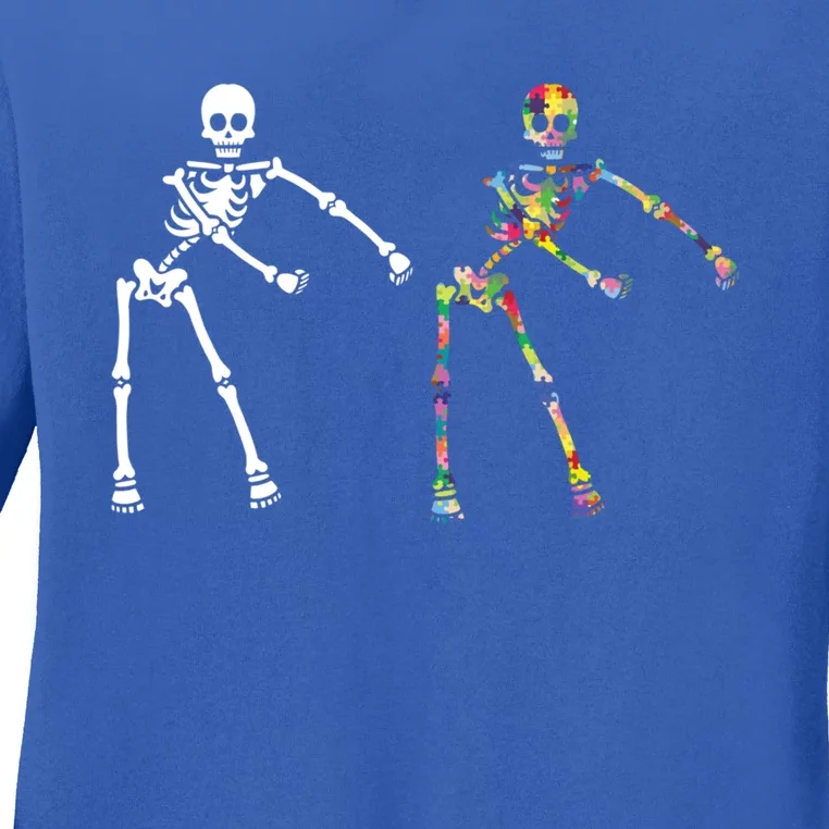 Autism Skeleton Gift Ns Flossing Dabbing Dance Ladies Long Sleeve Shirt