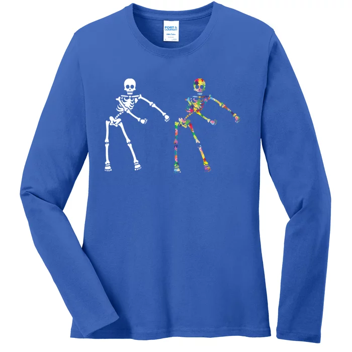 Autism Skeleton Gift Ns Flossing Dabbing Dance Ladies Long Sleeve Shirt