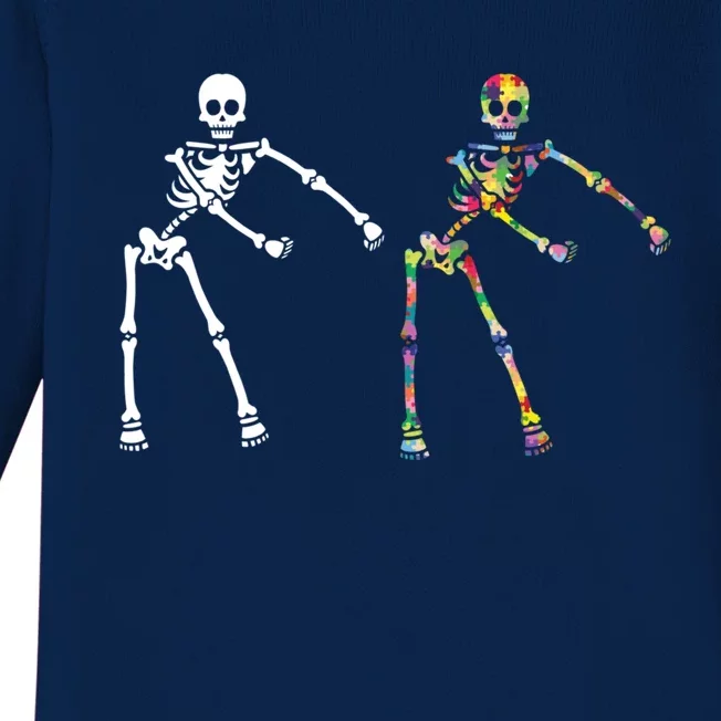 Autism Skeleton Gift Ns Flossing Dabbing Dance Baby Long Sleeve Bodysuit