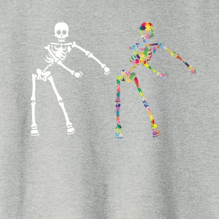 Autism Skeleton Gift Ns Flossing Dabbing Dance Women's Crop Top Tee