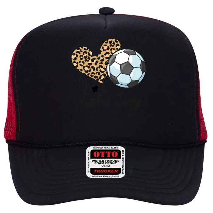 America Soccer Game Day Vibes Soccer Mom Leopard Meaningful Gift High Crown Mesh Trucker Hat