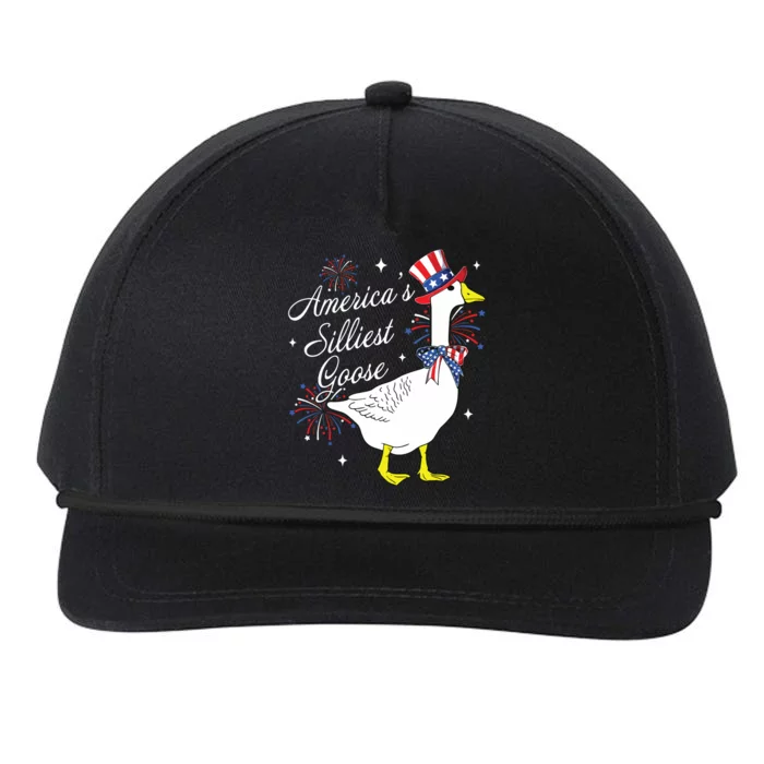 Americas Silliest Goose Fourth Of July Silly Goose Fireworks Snapback Five-Panel Rope Hat