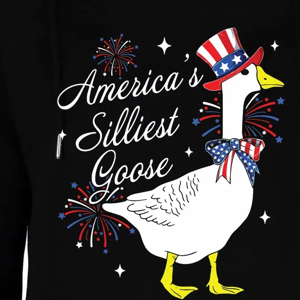 Americas Silliest Goose Fourth Of July Silly Goose Fireworks Womens Funnel Neck Pullover Hood