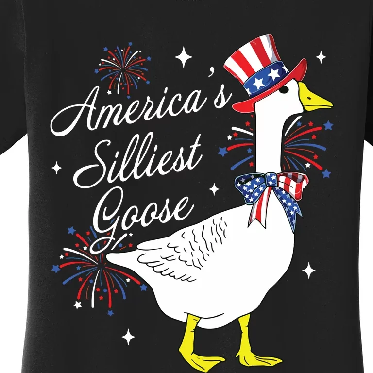 Americas Silliest Goose Fourth Of July Silly Goose Fireworks Women's T-Shirt