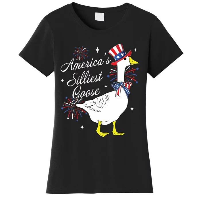 Americas Silliest Goose Fourth Of July Silly Goose Fireworks Women's T-Shirt