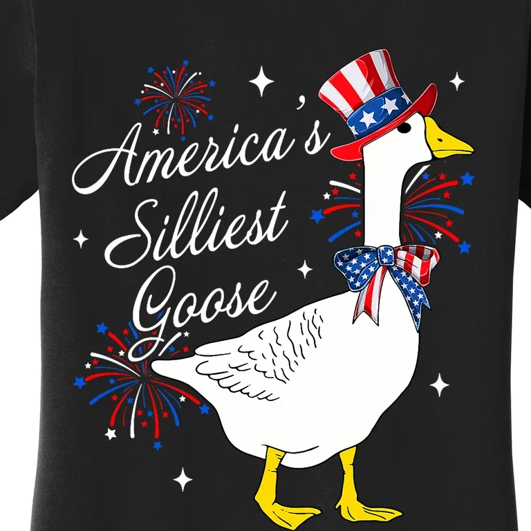 Americas Silliest Goose Fourth Of July Silly Goose Fireworks Women's T-Shirt