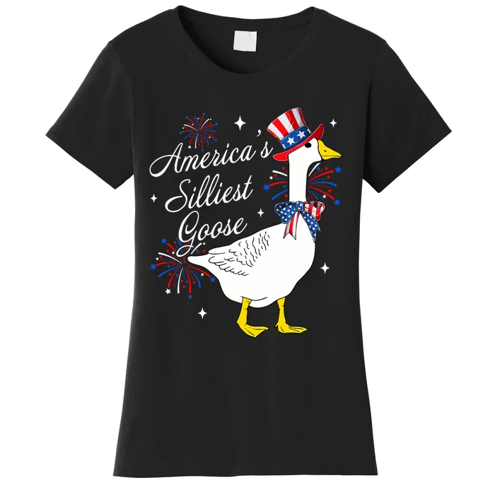 Americas Silliest Goose Fourth Of July Silly Goose Fireworks Women's T-Shirt