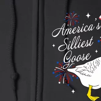 Americas Silliest Goose Fourth Of July Silly Goose Fireworks Full Zip Hoodie