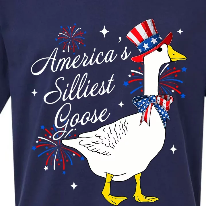 Americas Silliest Goose Fourth Of July Silly Goose Fireworks Sueded Cloud Jersey T-Shirt