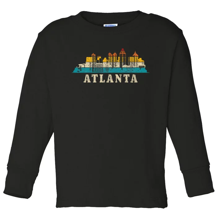 Atlanta Skyline Georgia Atl Vintage Pride Retro Toddler Long Sleeve Shirt