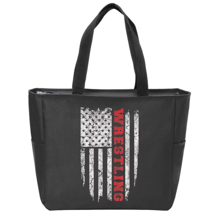 American Sport Gift Wrestling TShirt USA Gift Zip Tote Bag