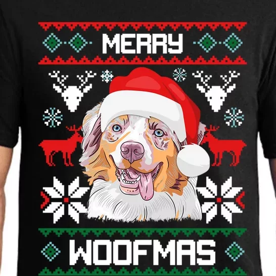 Australian Shepherd Gift For Merry Christmas Woofmas Clothes Gift Pajama Set