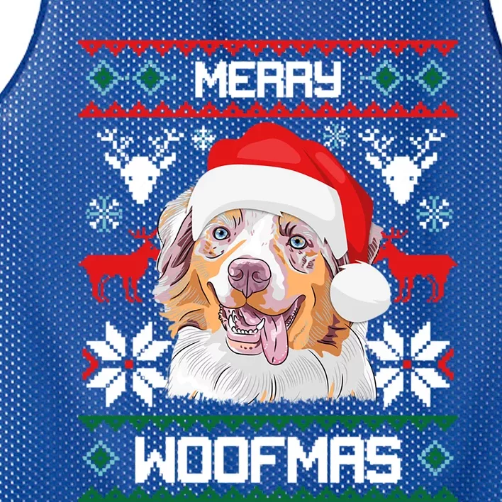 Australian Shepherd Gift For Merry Christmas Woofmas Clothes Gift Mesh Reversible Basketball Jersey Tank