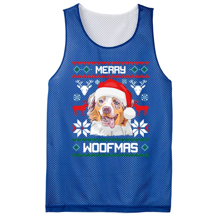 Australian Shepherd Gift For Merry Christmas Woofmas Clothes Gift Mesh Reversible Basketball Jersey Tank