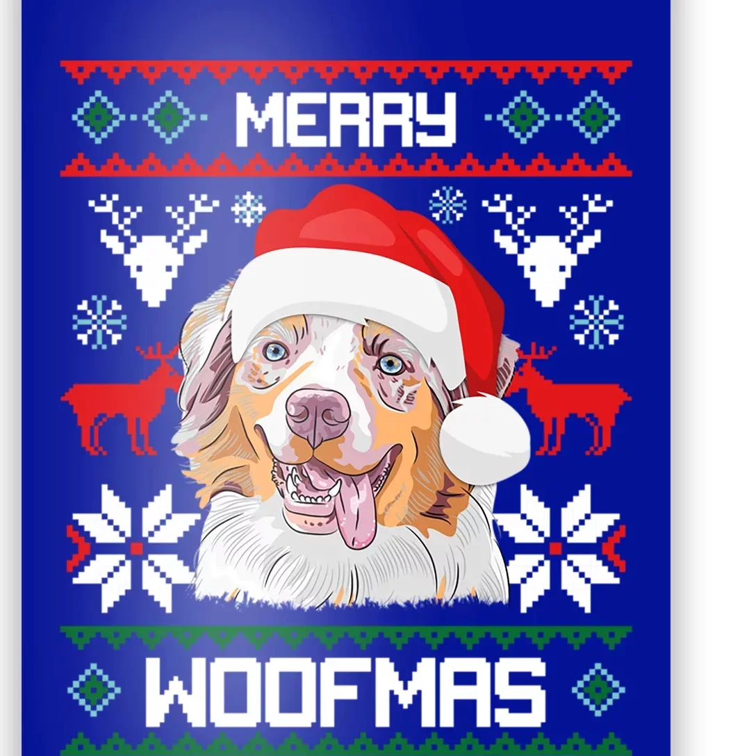 Australian Shepherd Gift For Merry Christmas Woofmas Clothes Gift Poster