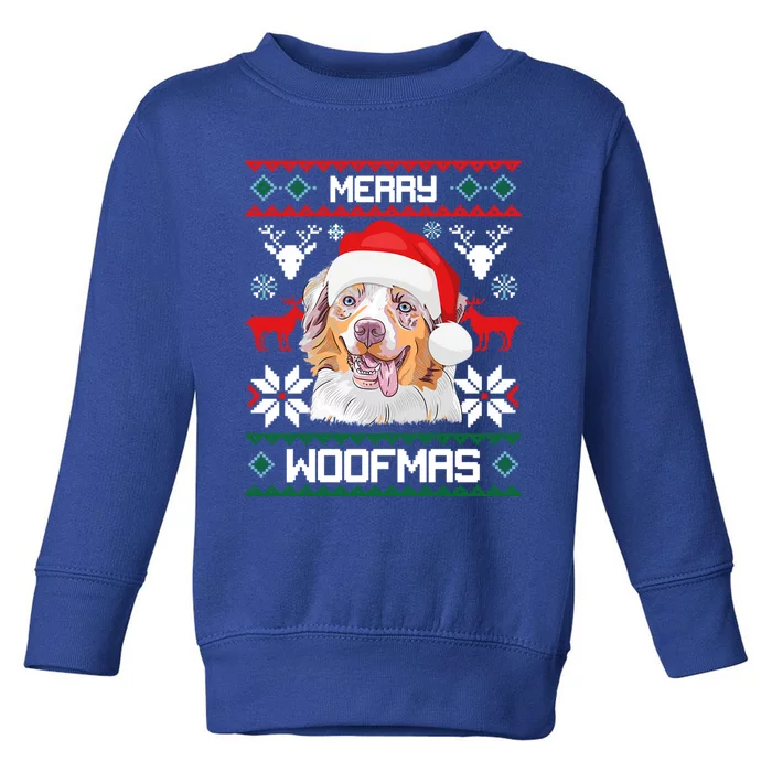 Australian Shepherd Gift For Merry Christmas Woofmas Clothes Gift Toddler Sweatshirt