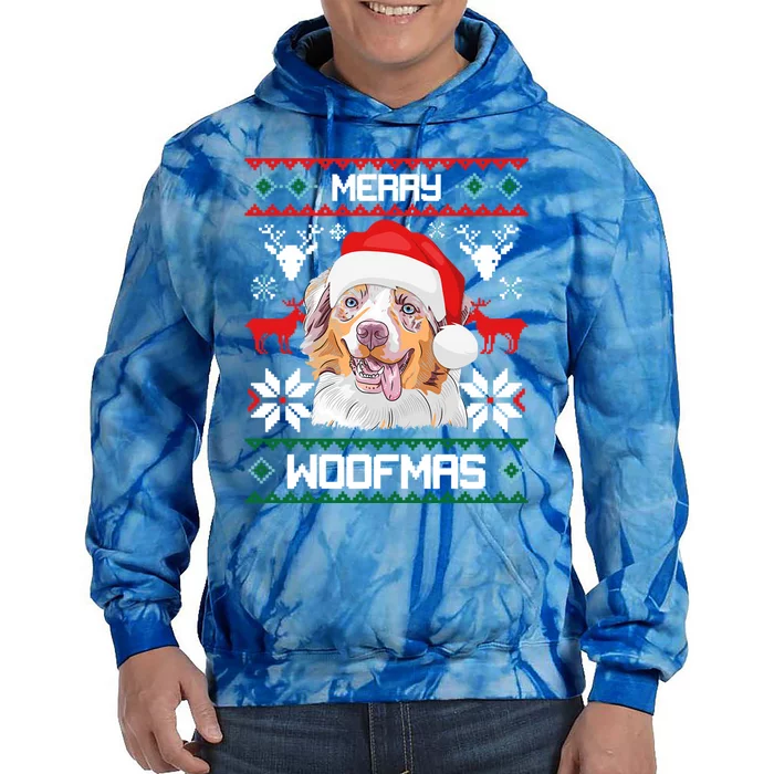 Australian Shepherd Gift For Merry Christmas Woofmas Clothes Gift Tie Dye Hoodie