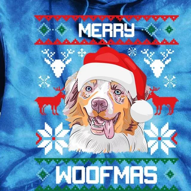 Australian Shepherd Gift For Merry Christmas Woofmas Clothes Gift Tie Dye Hoodie