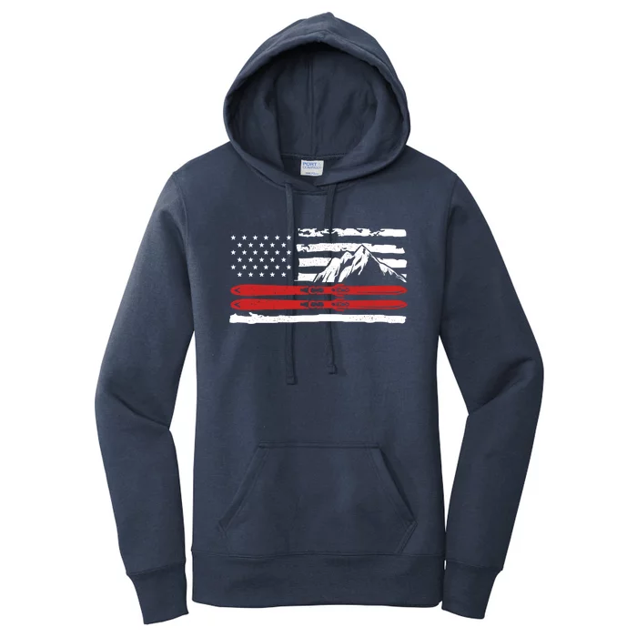 American Skiing Gift For A Skier Gift Women's Pullover Hoodie