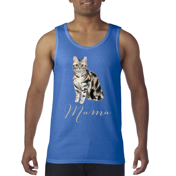 American Shorthair Gray Tabby Cat Mama Gift Cat Mom Present Gift Tank Top