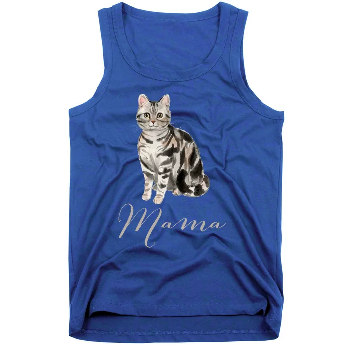 American Shorthair Gray Tabby Cat Mama Gift Cat Mom Present Gift Tank Top