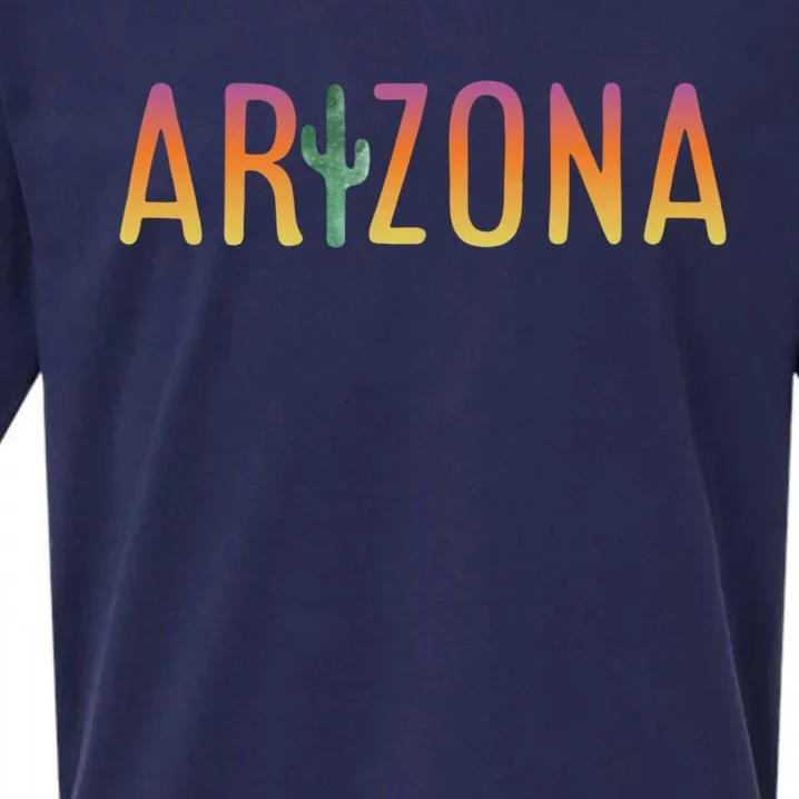 Arizona State Gift Souvenir Arizona Cactus Gift Sueded Cloud Jersey T-Shirt