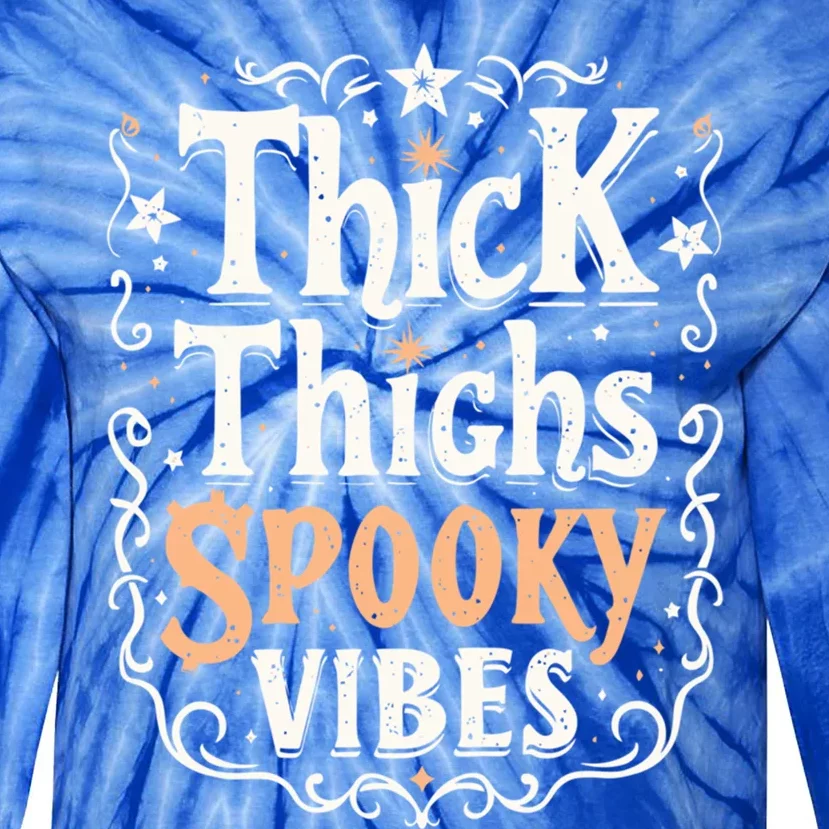 Aesthetic Spooky Goth Clothes Thick Thighs Spooky Vibes Cute Gift Tie-Dye Long Sleeve Shirt