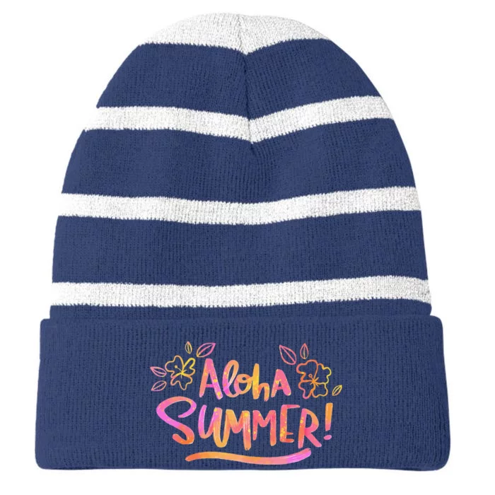 Aloha Summer Gift Striped Beanie with Solid Band