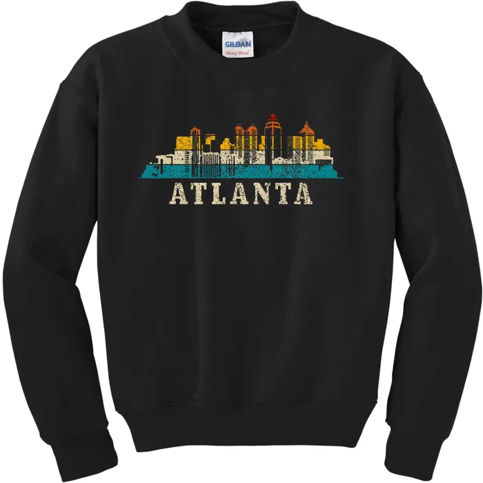 Atlanta Skyline Georgia Atl Vintage Pride Retro Kids Sweatshirt