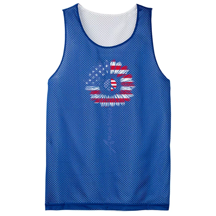 America Sunflower Gift Usa Flag Sunflower Peace Sign Gift Mesh Reversible Basketball Jersey Tank