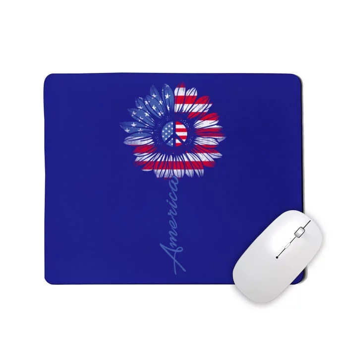 America Sunflower Gift Usa Flag Sunflower Peace Sign Gift Mousepad