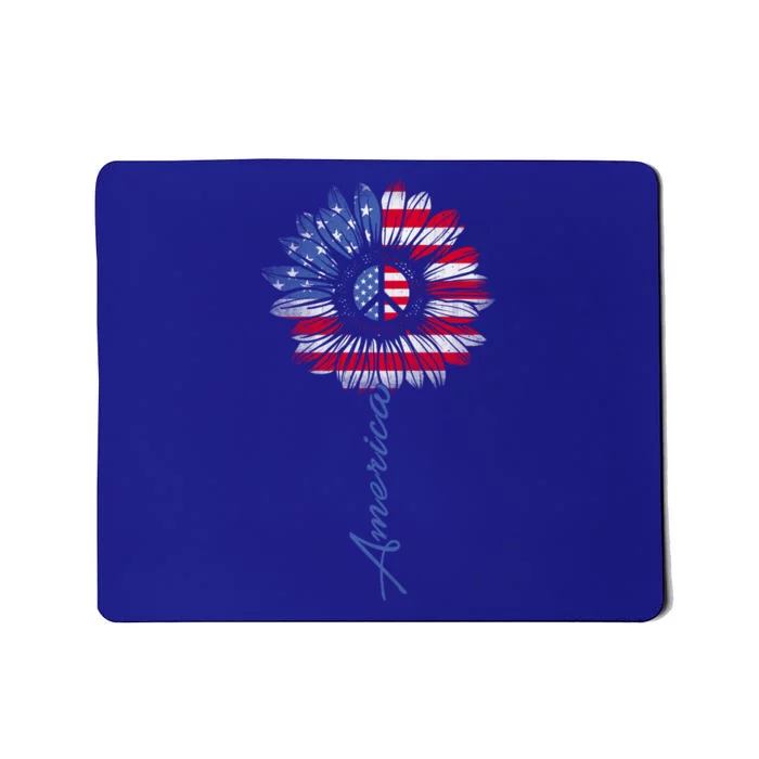 America Sunflower Gift Usa Flag Sunflower Peace Sign Gift Mousepad