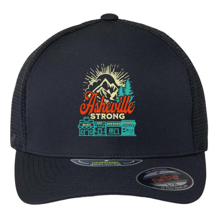 Asheville Strong Hurricane Helene Flexfit Unipanel Trucker Cap