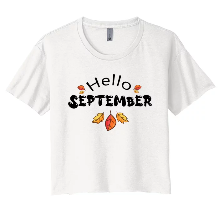 Autumn Season Hello September Graphic Women's Crop Top Tee