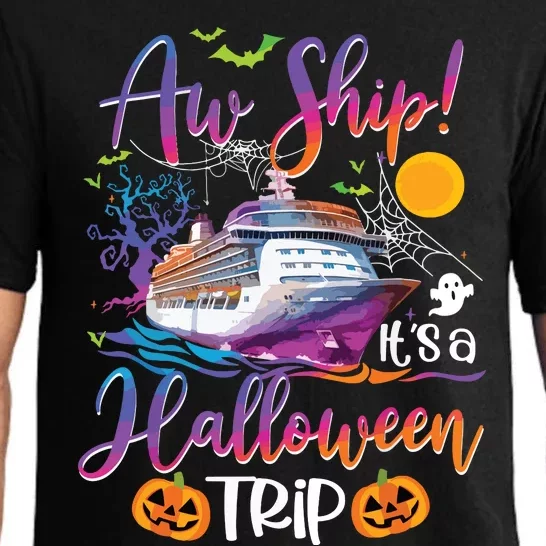 Aw Ship Halloween Trip Family Cruising Crew Cruise Squad Pajama Set