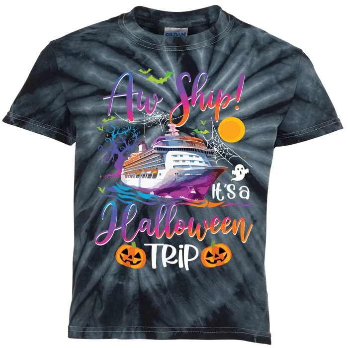 Aw Ship Halloween Trip Family Cruising Crew Cruise Squad Kids Tie-Dye T-Shirt