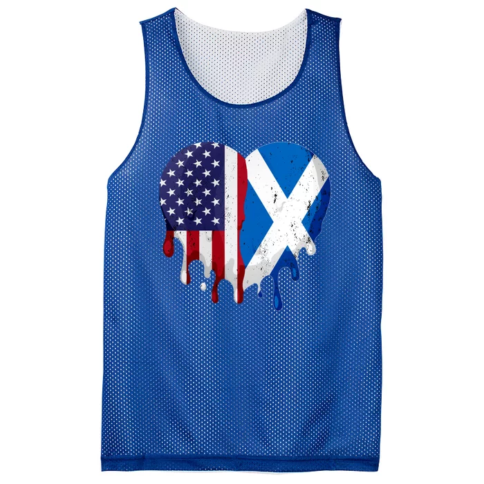 American Scottish Heritage Month Scotland Flag Heart Gift Mesh Reversible Basketball Jersey Tank