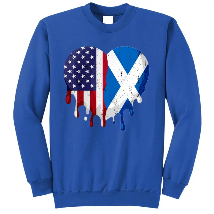 American Scottish Heritage Month Scotland Flag Heart Gift Tall Sweatshirt