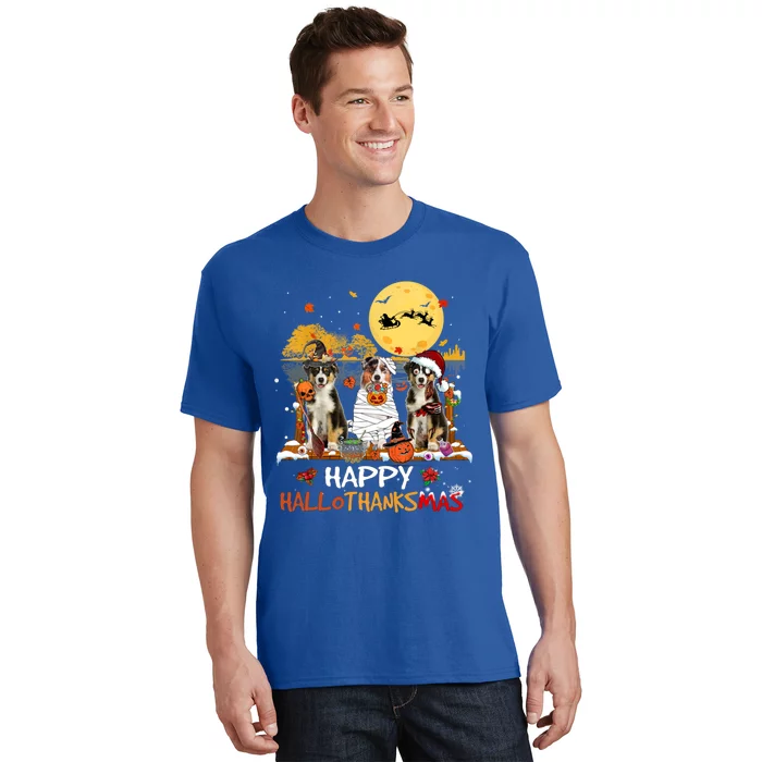 Australian Shepherd Happy Hallothanksmas Halloween Cute Gift T-Shirt