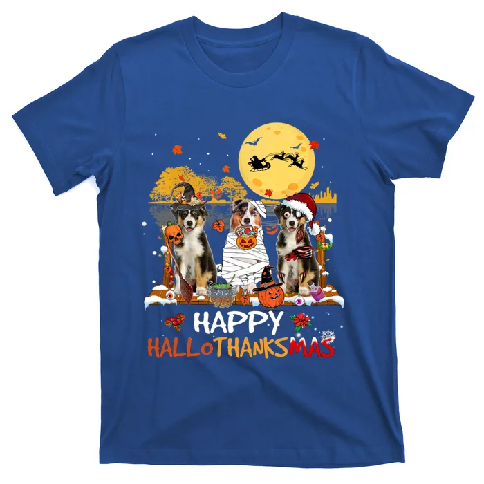 Australian Shepherd Happy Hallothanksmas Halloween Cute Gift T-Shirt