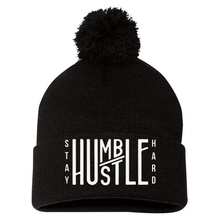 Always Stay Humble Hustle Hard Spread Kindness Inspirational Pom Pom 12in Knit Beanie