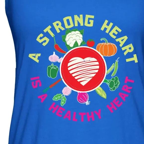 A Strong Heart Is A Healthy Heart Vegan Fitness Health Sport Funny Gift Ladies Essential Flowy Tank